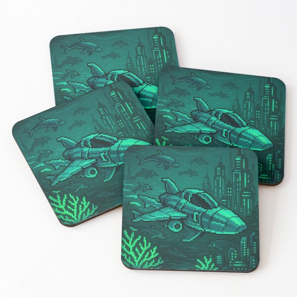 Item preview, Pixel Spaceship Cyberpunk Ocean – Retro Futuristic Art for Gamers designed and sold by Pixel Paws & Plays.