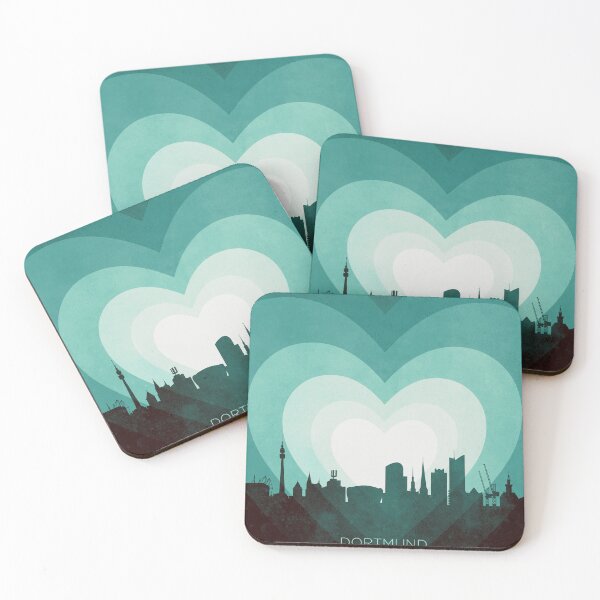 Item preview, Dortmund Germany Skyline Hearts Teal designed and sold by ArtPrints.