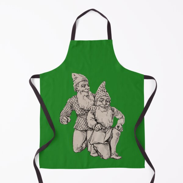 Item preview, Art by Mike Linocut two dwarfs, garden gnome kneeling designed and sold by allartbymike.