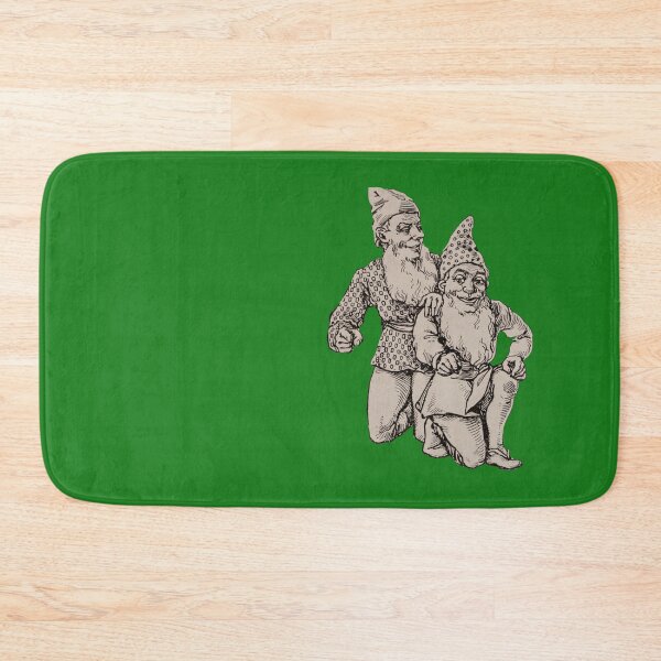Item preview, Art by Mike Linocut two dwarfs, garden gnome kneeling designed and sold by allartbymike.