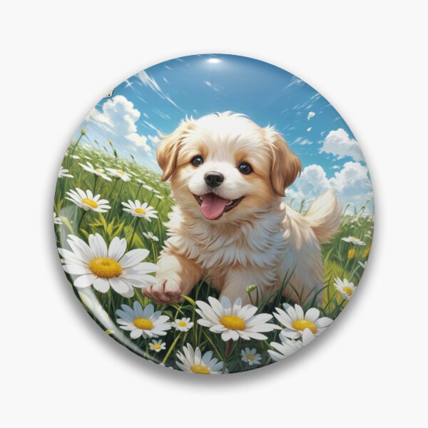 Item preview, Puppy and flowers in spring designed and sold by caperaerik.