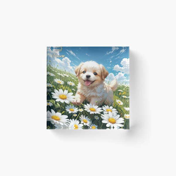 Item preview, Puppy and flowers in spring designed and sold by caperaerik.