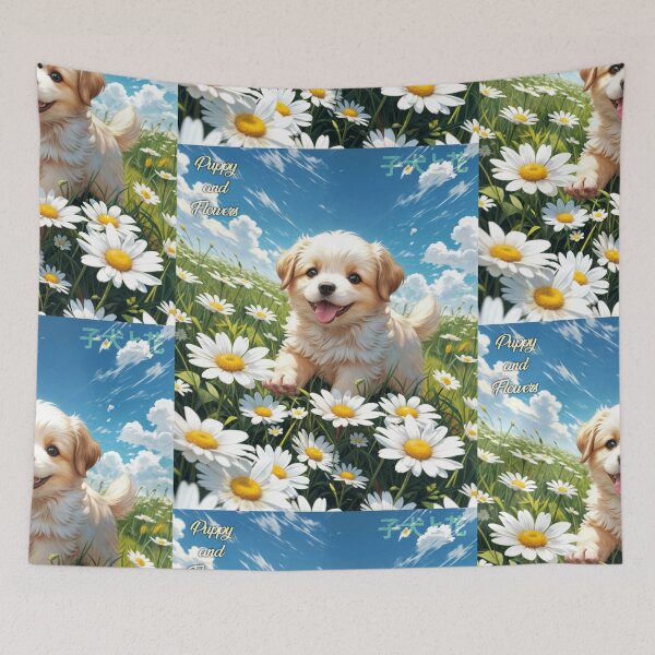 Item preview, Puppy and flowers in spring designed and sold by caperaerik.