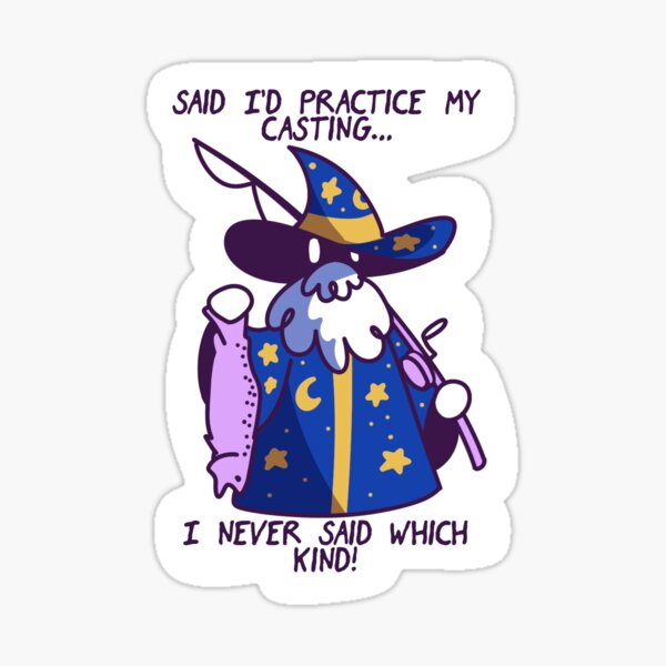 wizard practicing his casting Sticker