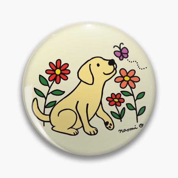Item preview, Yellow Labrador Butterfly and Daisies Cartoon designed and sold by HappyLabradors.
