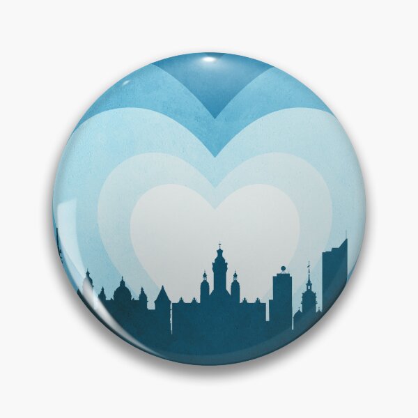 Item preview, Leipzig Germany Skyline Hearts Blue designed and sold by ArtPrints.