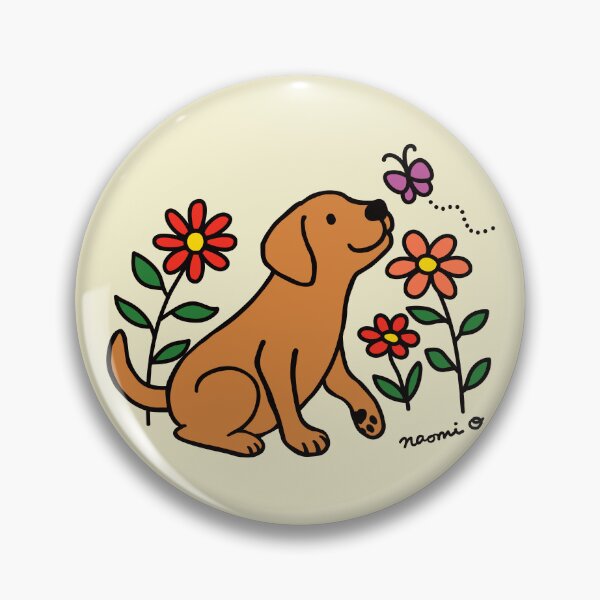 Item preview, Fox Red Labrador Butterfly and Daisies Cartoon designed and sold by HappyLabradors.