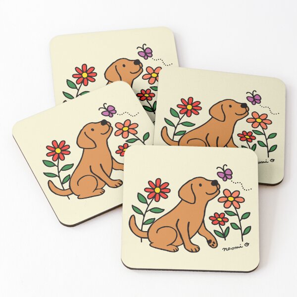 Item preview, Fox Red Labrador Butterfly and Daisies Cartoon designed and sold by HappyLabradors.