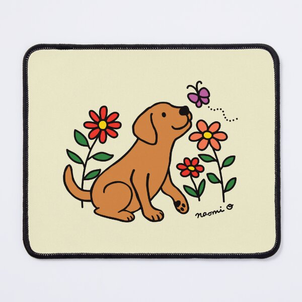 Item preview, Fox Red Labrador Butterfly and Daisies Cartoon designed and sold by HappyLabradors.