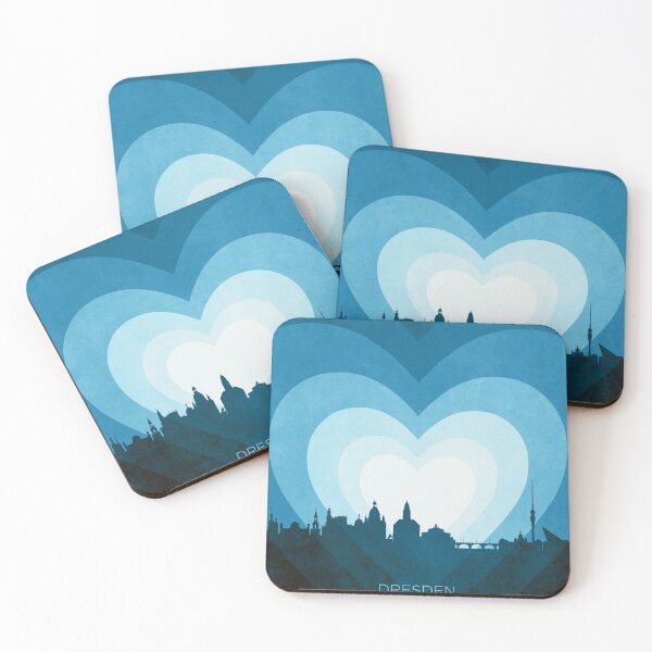 Item preview, Dresden Germany Skyline Hearts Blue designed and sold by ArtPrints.