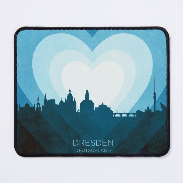 Item preview, Dresden Germany Skyline Hearts Blue designed and sold by ArtPrints.