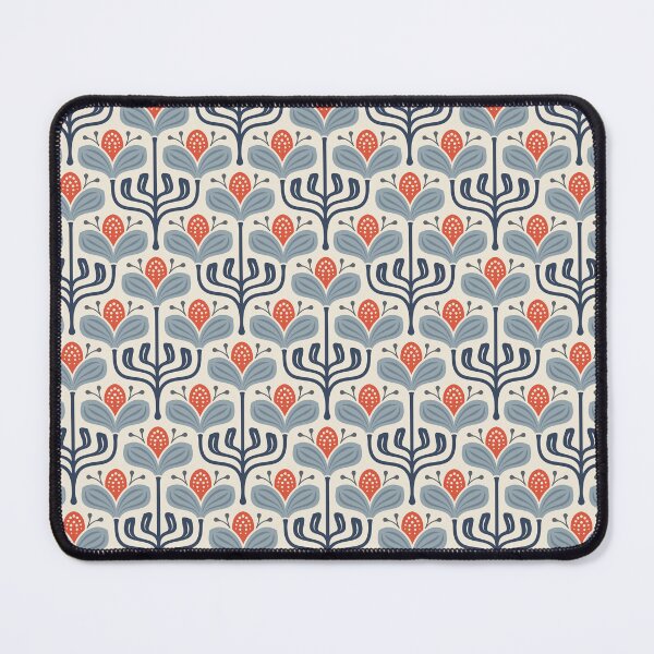 Item preview, KF 0371 D - Vintage Retro 70s Floral Pattern in Blue Red designed and sold by KhakiFinch.