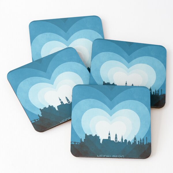 Item preview, Heidelberg Germany Skyline Hearts Blue designed and sold by ArtPrints.