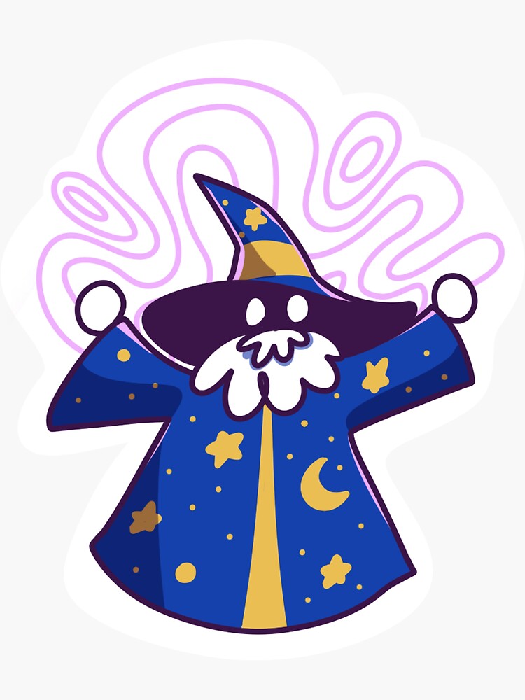 Thumbnail 3 of 3, Sticker, wizard casting big pink spell designed and sold by ElijahDugdale.