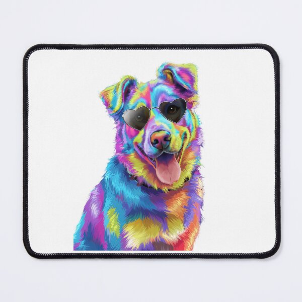 Item preview, Colorful Psychedelic Dog with Heart Sunglasses designed and sold by Taans-Creation.