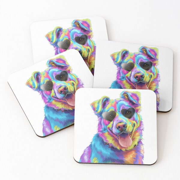 Item preview, Colorful Psychedelic Dog with Heart Sunglasses designed and sold by Taans-Creation.