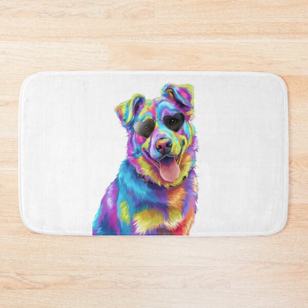 Item preview, Colorful Psychedelic Dog with Heart Sunglasses designed and sold by Taans-Creation.