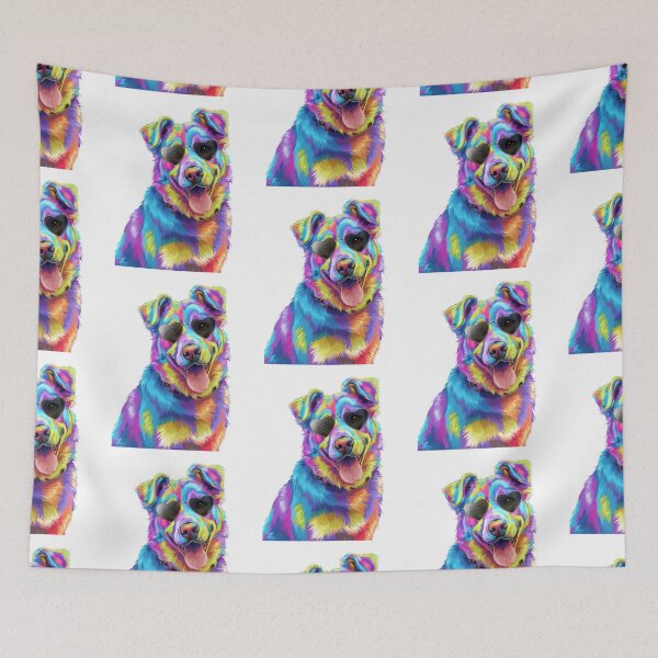 Item preview, Colorful Psychedelic Dog with Heart Sunglasses designed and sold by Taans-Creation.