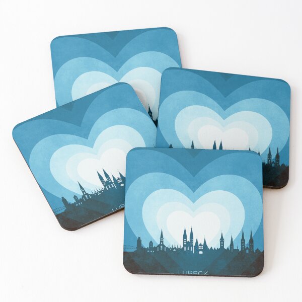 Item preview, Lubeck Germany Skyline Hearts Blue designed and sold by ArtPrints.