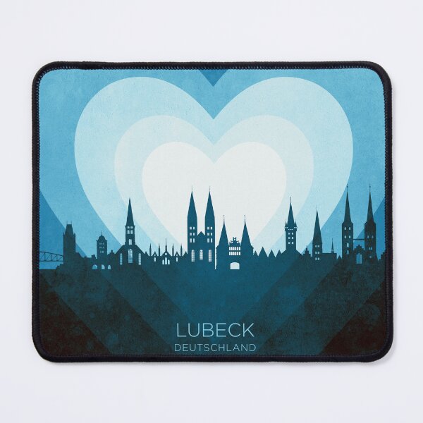 Item preview, Lubeck Germany Skyline Hearts Blue designed and sold by ArtPrints.