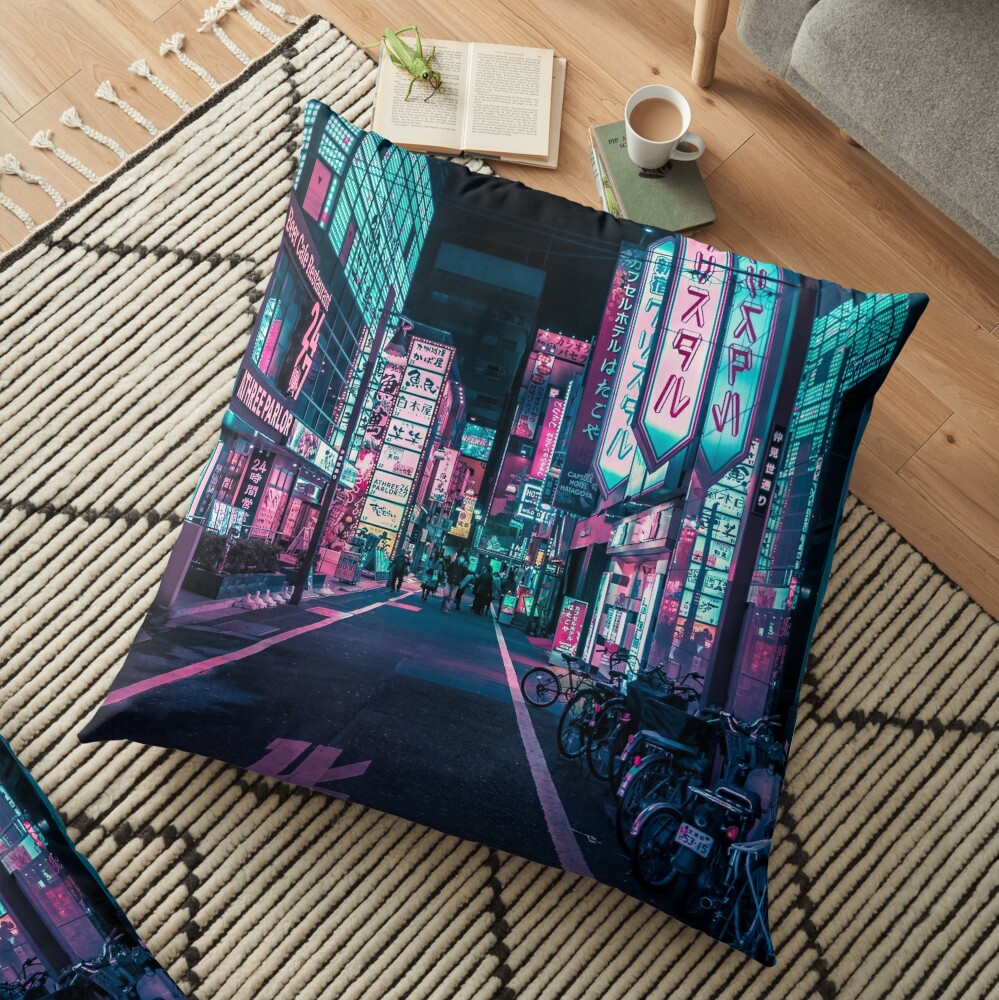 Tokyo - A Neon Wonderland  Floor Pillow