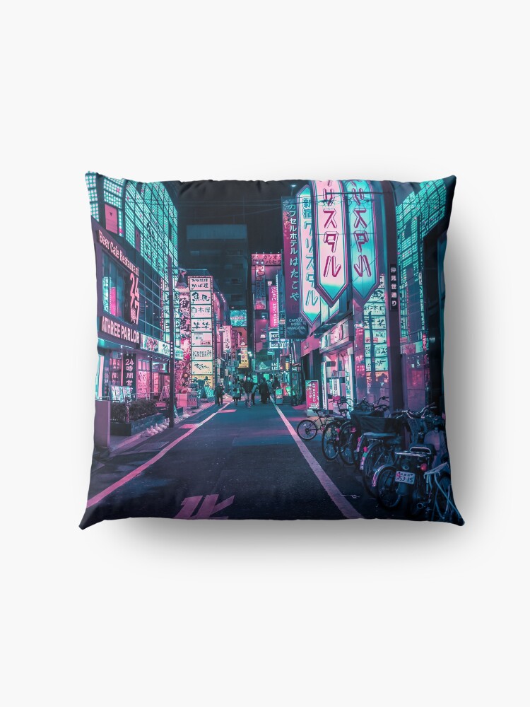 Alternate view of Tokyo - A Neon Wonderland Floor Pillow