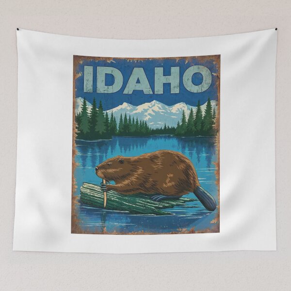 Item preview, Idaho Beaver Poster – Vintage Wildlife Forest Print designed and sold by PastEcho.