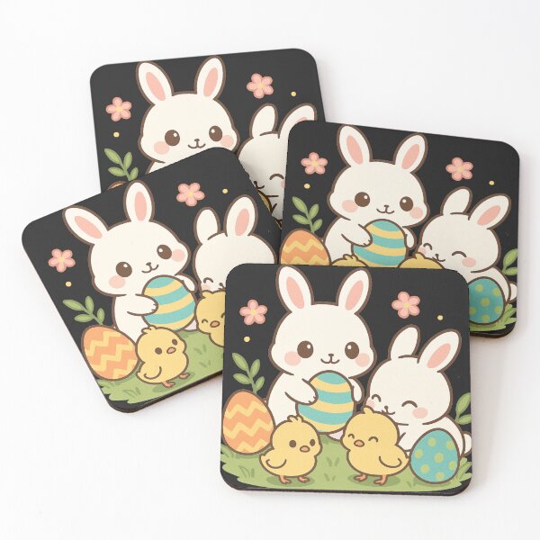 Item preview, Anime Kawaii Easter Eggs Colorful Happy Greetings Spring Rabbit Bunny Chicken designed and sold by Cr320.