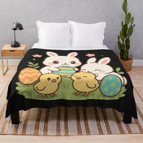 Item preview, Anime Kawaii Easter Eggs Colorful Happy Greetings Spring Rabbit Bunny Chicken designed and sold by Cr320.