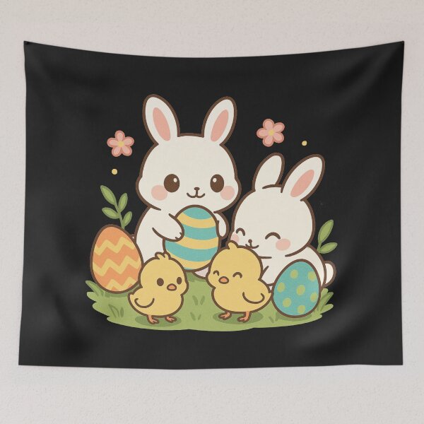Item preview, Anime Kawaii Easter Eggs Colorful Happy Greetings Spring Rabbit Bunny Chicken designed and sold by Cr320.