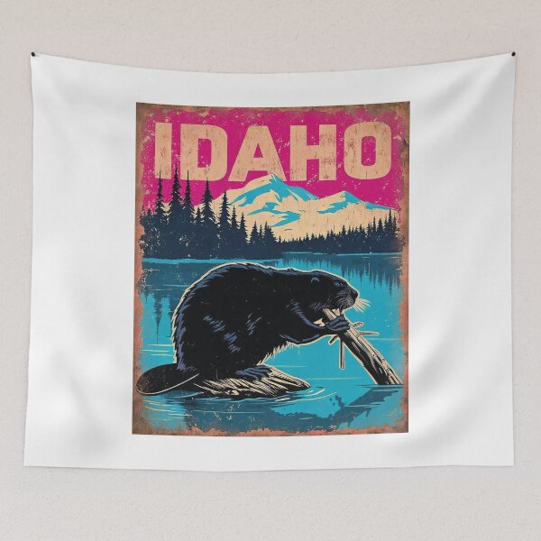 Item preview, Idaho Beaver – Retro Wildlife Poster designed and sold by PastEcho.