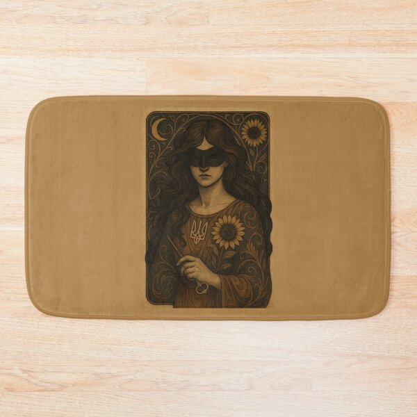 Item preview, Ukrainian Woman in Mask with Sunflower and Key – Symbolic Fantasy Art designed and sold by Lacritsa .