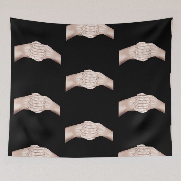 Item preview, Skin-colored hands clasped together, holding each other, with black border designed and sold by katecheerycake.