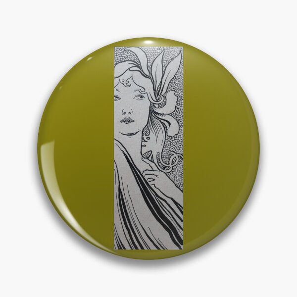 Item preview, Art by Mike Linocut woman with long hair, Art Nouveau ornament designed and sold by allartbymike.
