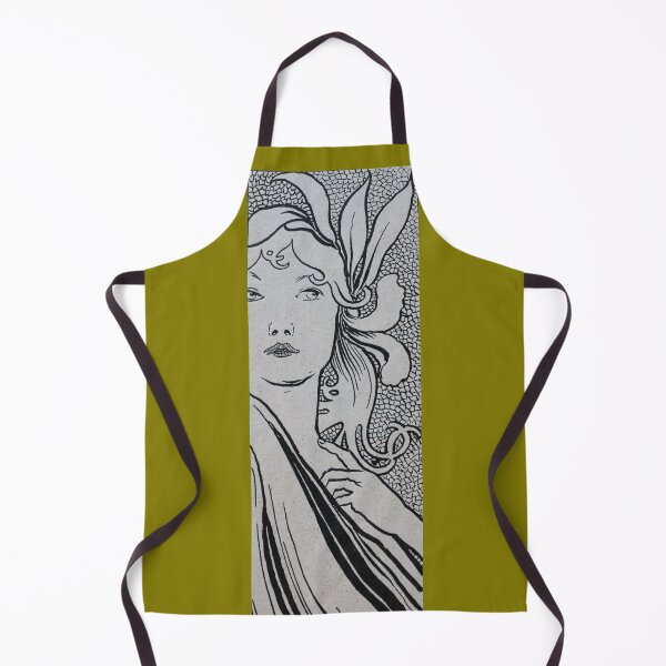 Item preview, Art by Mike Linocut woman with long hair, Art Nouveau ornament designed and sold by allartbymike.