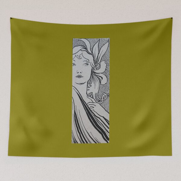 Item preview, Art by Mike Linocut woman with long hair, Art Nouveau ornament designed and sold by allartbymike.