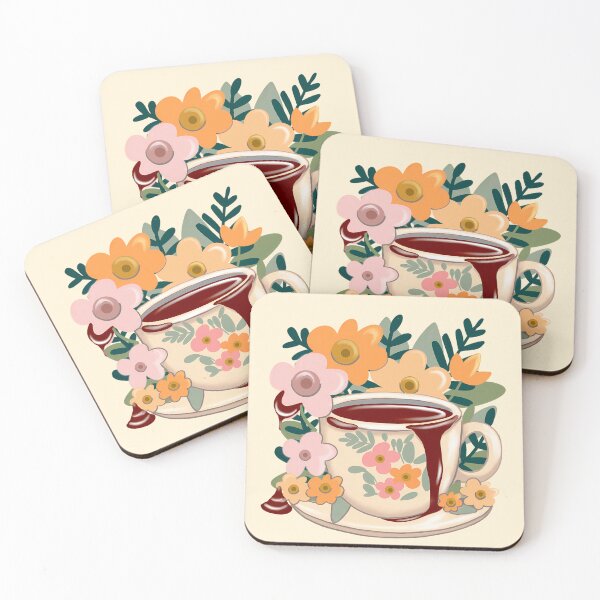 Item preview, Floral cup of chocolate hot drink illustration design designed and sold by Clara Fruggeri.