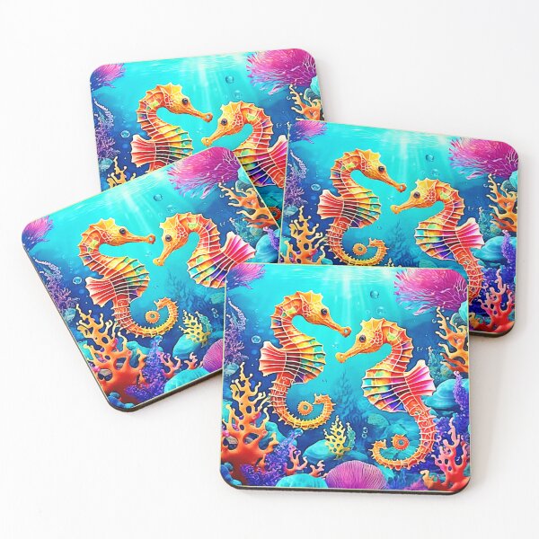 Item preview, Colorful Seahorse Pair Design designed and sold by Health And Fitness Posts e-Store.