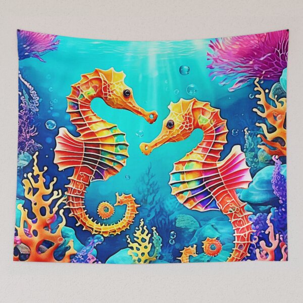 Item preview, Colorful Seahorse Pair Design designed and sold by Health And Fitness Posts e-Store.
