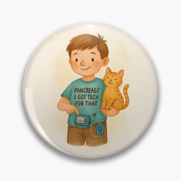 Item preview, Cute Diabetic Kid with Tech and Cat designed and sold by Lacritsa .