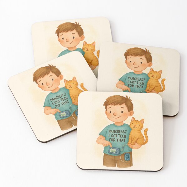 Item preview, Cute Diabetic Kid with Tech and Cat designed and sold by Lacritsa .