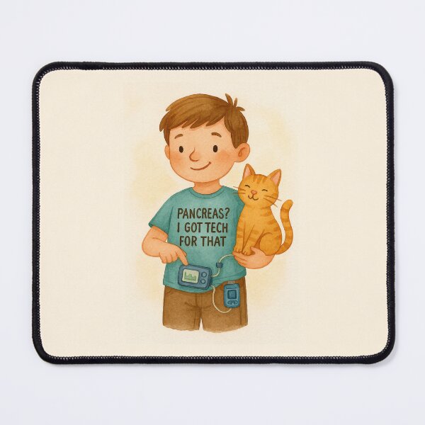 Item preview, Cute Diabetic Kid with Tech and Cat designed and sold by Lacritsa .