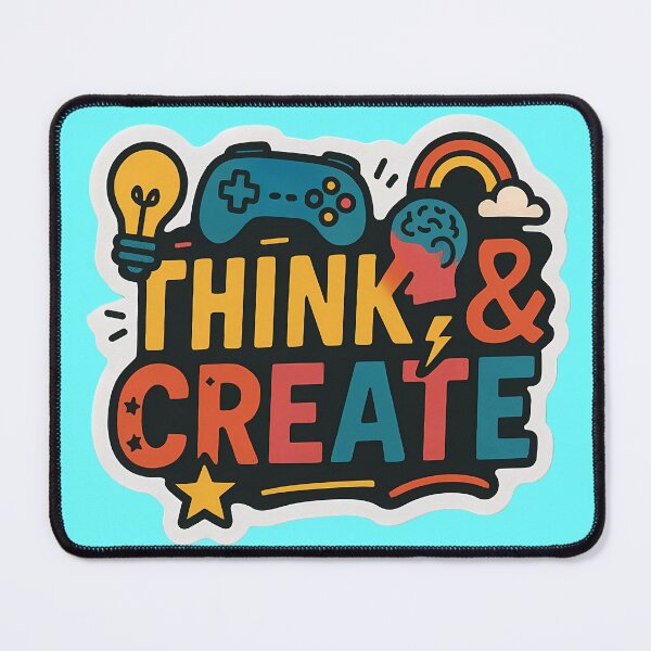 Item preview, Think and Create Motivational Gaming Sticker designed and sold by ExploreAura Studio.