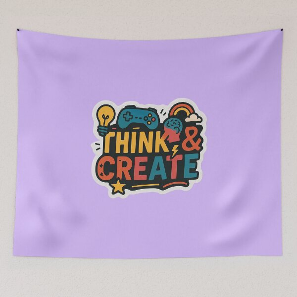 Item preview, Think and Create Motivational Gaming Sticker designed and sold by ExploreAura Studio.