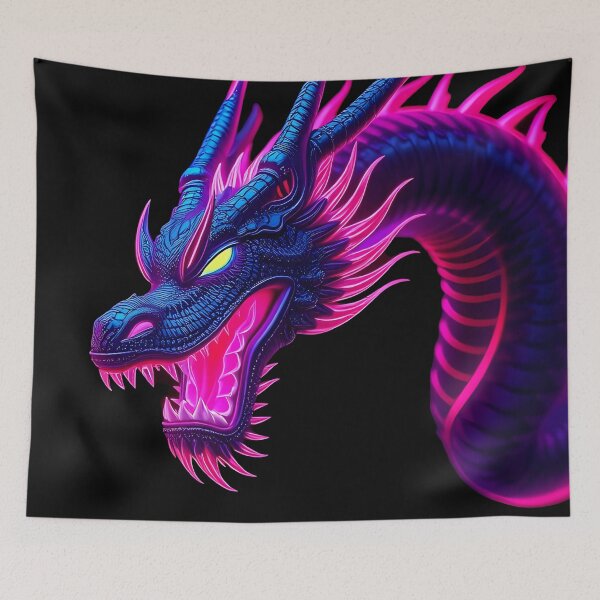 Item preview, Cyberpunk Neon Dragon – Futuristic Glowing Artwork designed and sold by FusionCipher.
