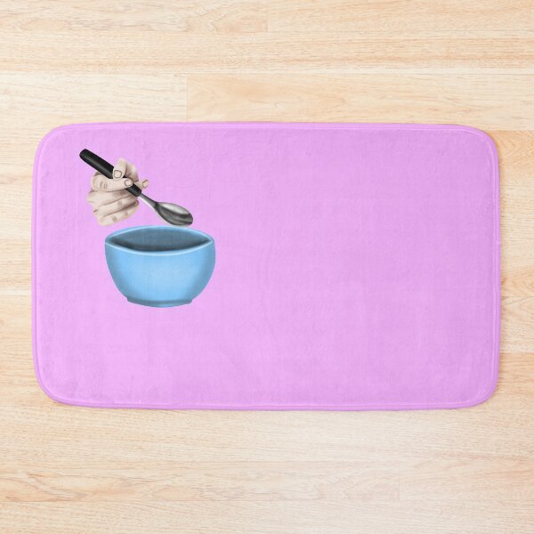 Item preview, Hand holding a spoon with a blue bowl, with pink border designed and sold by katecheerycake.