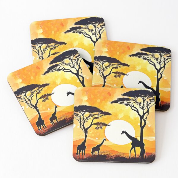 Item preview, African Savannah Sunset Giraffe Scene designed and sold by Health And Fitness Posts e-Store.