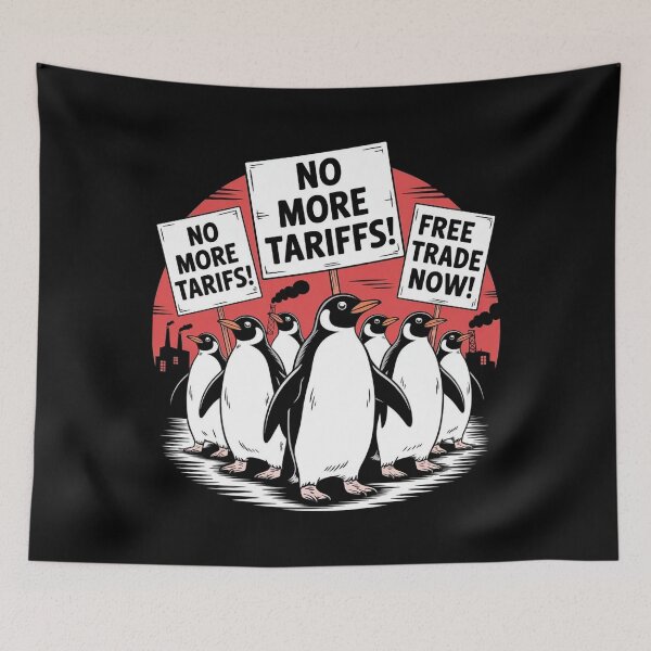 Item preview, Penguin Protest Against Tariffs Funny Penguin Tariff designed and sold by Redgiant87x.
