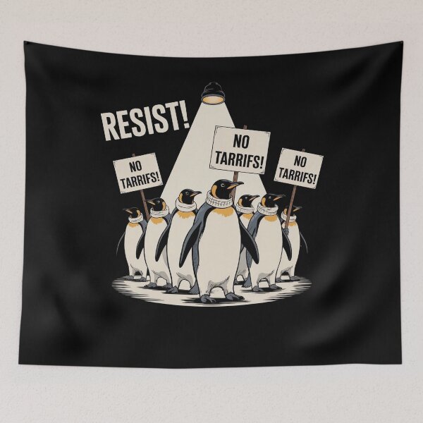 Item preview, Penguin Protest Against Tariffs Funny Penguin Tariff designed and sold by Redgiant87x.