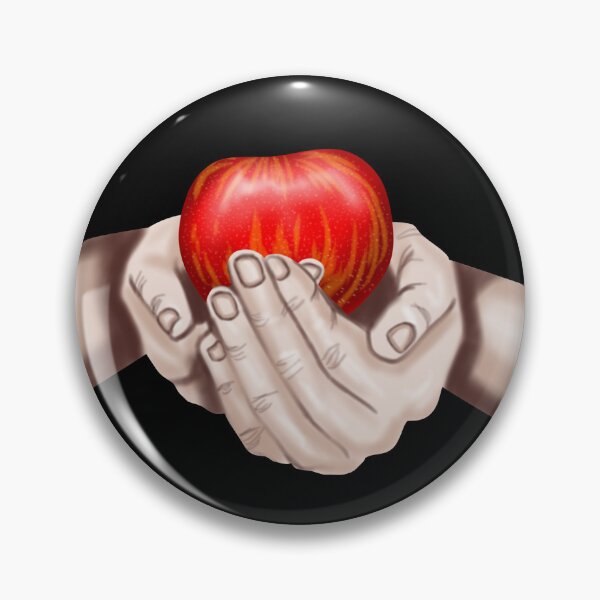 Item preview, Skin-colored hands holding an apple, with black border designed and sold by katecheerycake.